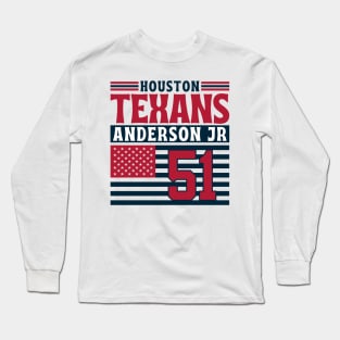 Houston Texans Anderson Jr 51 American Flag Football Long Sleeve T-Shirt